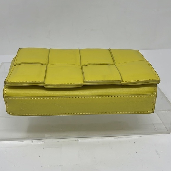 Lime Green Leatherette Braided Box Clutch Bag Purse - Picture 6 of 7